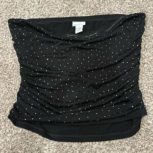 black tube top with rhinestones